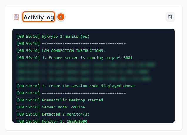Activity log