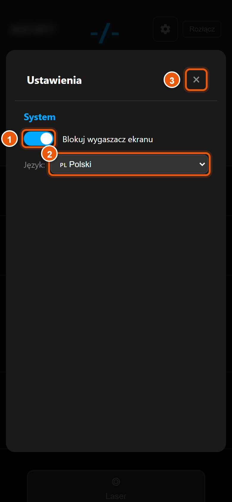 Ustawienia pilota